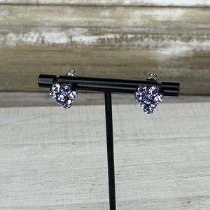 Vintage Konplott Earrings Purple Colored Stone & Beads Antique Bronze - Germany